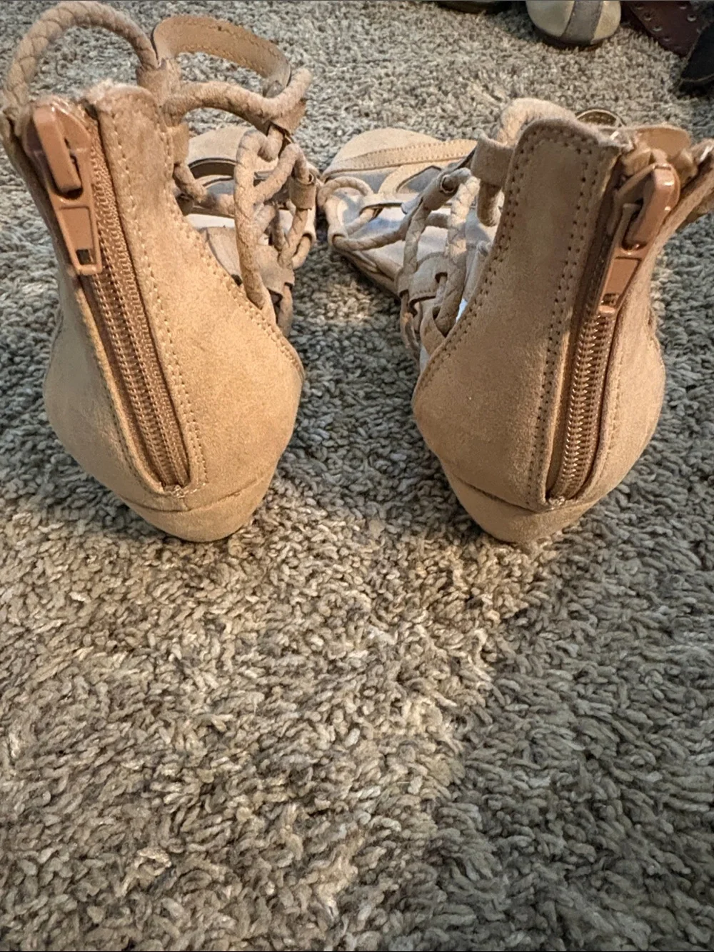 Women's Beige Lace-Up Gladiator Sandals